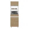 Depot E-shop Beggs Kitchen Pantry, 4 Doors, 1 Drawer, 4 Legs, 4 Shelves, Natural Oak / White In Brown