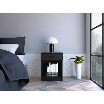 Depot E-shop Beryl Nightstand, One Drawer, Low Shelf, Countertop-black, For Office