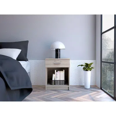Depot E-shop Beryl Nightstand, One Drawer, Low Shelf, Countertop-light Grey, For Bedroom In Brown