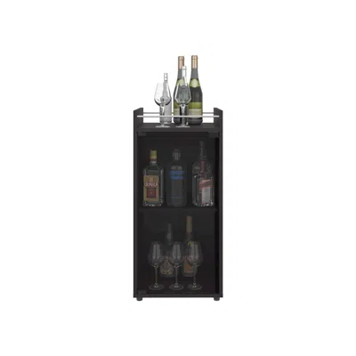 Depot E-shop Boon Minibar Cabinet, 1 Glass Door, 3 Shelves, Black Wengue