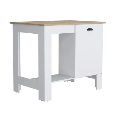 Depot E-shop Caddo Kitchen Island With Storage And Cabinet In White