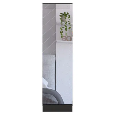 Depot E-shop Charlotte Xl Shoe Rack, Five Internal Shelves, Mirror, One-door Cabinet-black, For Bedr In Gray