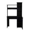 Depot E-shop Computer Desk With Ample Work Surface, Hutch Storage And Single Door Cabinet In Black