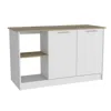 Depot E-shop Coral Kitchen Island, Two Cabinets, Countertop, Four Open Shelves-light Oak/white, For  In White