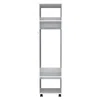 Depot E-shop Cordova Armoire With 3 Shelves, 1 Mirror, And 4 Wheels, White In White