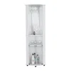 Depot E-shop Corner Bar Cabinet Unit With Wine Glass Rack And Lower Cabinet, White In White