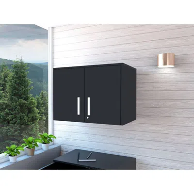 Depot E-shop Danbury Storage Cabinet-wall Cabinet, Two-door Cabinet, Three Internal Shelves- Black,