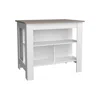Depot E-shop Delos Kitchen Island With 3 Shelves, White / Taupe In White