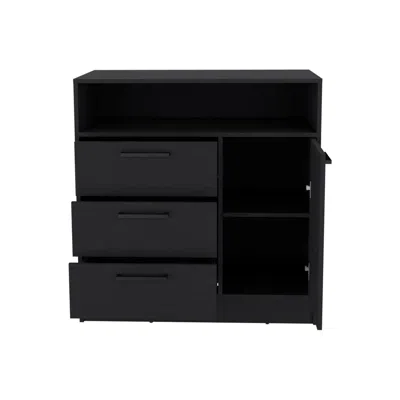 Depot E-shop Dresser With Spacious 3-drawer And Single-door Storage Cabinet, Black