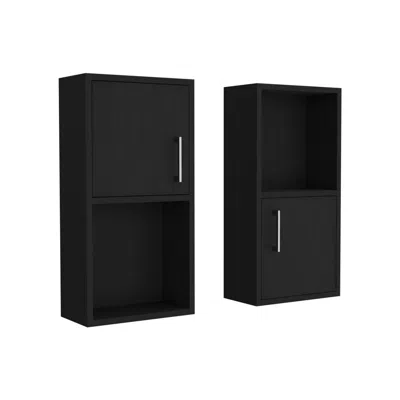 Depot E-shop Eak 24" H 2 Pcs Wall Mounted Bathroom Medicine Cabinet In Black
