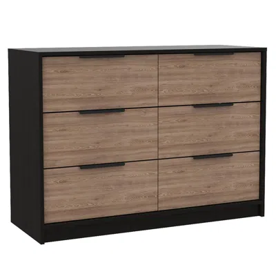 Depot E-shop Egeo 4 Drawers Dresser Black Wengue-pine In Brown