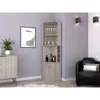 Depot E-shop Egina Corner Bar Cabinet, Cup Rack, Two External Shelves - Light Grey, For Office