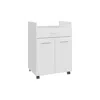 Depot E-shop Epps Kitchen Cart, 2 Doors, 1 Drawer, 4 Wheels, 2 Shelves, White In White