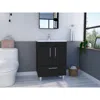 Depot E-shop Essential Single Bathroom Vanity, One Draw, Two-door Cabinet, Four Legs-black, For Bath