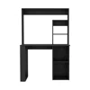 Depot E-shop Ethel Writing Computer Desk With Storage Shelves And Hutch, Black In Black