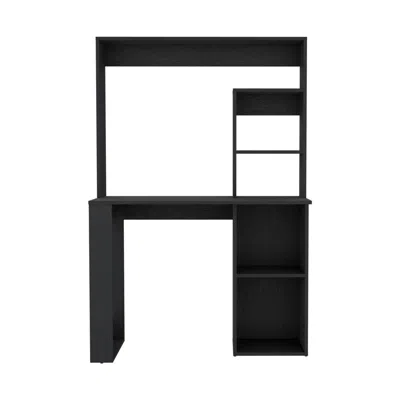 Depot E-shop Ethel Writing Computer Desk With Storage Shelves And Hutch, Black