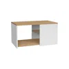 Depot E-shop Faison Coffee Table, 2 Shelves, White / Natural Oak In White