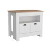 Depot E-shop Floyd 35" H Kitchen Island, Whit 2 Doors, 3 Shelves, White/macadamia