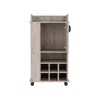 Depot E-shop Fraser Bar Cart With 6 Built-in Wine Rack And Casters, Light Gray