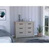 DEPOT E-SHOP DEPOT E-SHOP GALENA SIX DRAWER DOUBLE DRESSER, FOUR LEGS, COUNTERTOP, METAL HARDWARE-LIGHT GREY, FOR