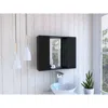 DEPOT E-SHOP DEPOT E-SHOP GARNET MEDICINE CABINET, MIRROR, ONE EXTERNAL SHELF, TWO-DOOR CABINET-BLACK, FOR BATHRO