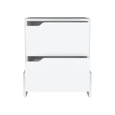Depot E-shop Haines Nightstand With 2-drawers, End Table With Sturdy Base, White
