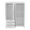 Depot E-shop Hamilton Mobile Armoire, Double Door Cabinet, Three Drawers, Two Shelves, White In White