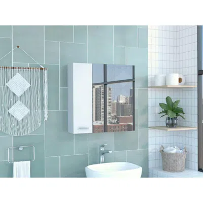 Depot E-shop Harbor Medicine Cabinet, Mirror Four Internal Shelves, One-door Cabinet-white, For Bath