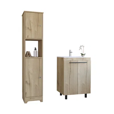 Depot E-shop Hartford 2 Piece Bathroom Set In Brown