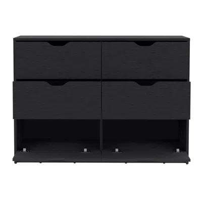 Depot E-shop Houma 4 Drawer Dresser With 2 Lower Cabinets, Drawer Chest, Black