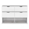 Depot E-shop Houma 4 Drawer Dresser With 2 Lower Cabinets, Drawer Chest, White