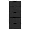 Depot E-shop Houma 5 Drawers Narrow Dresser, Slim Storage Chest Of Drawers, Black