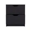 Depot E-shop Houma Double Drawer Nightstand, Bedside Table, Black