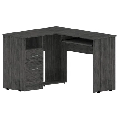 Depot E-shop Idra L-shaped Desk Grey Oak In Black