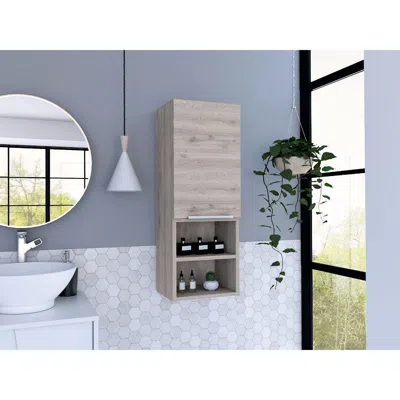 Depot E-shop Jasper Bathroom Cabinet, Two Open Shelves, Two Internal, One-door Cabinet-light Grey, F In Neutral