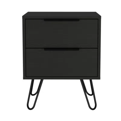 Depot E-shop Kentia Night Stand- Four Legs, Two Drawers-black, For Bedroom