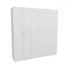 Depot E-shop Kibo 6 Doors Armoire, One Drawer, Rod, Seven Interior Shelves, White In White