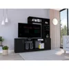 Depot E-shop King Entertainment Center, Two-door Cabinet, Storage Spaces, Six External Shelves-black