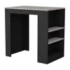 Depot E-shop Kitchen Island, Kitchen Bar Table With 3-side Shelves, Black / Ibiza Marble