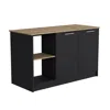 Depot E-shop Kitchen Island With Large Countertop, Storage/shelves/double Door Cabinet In Black