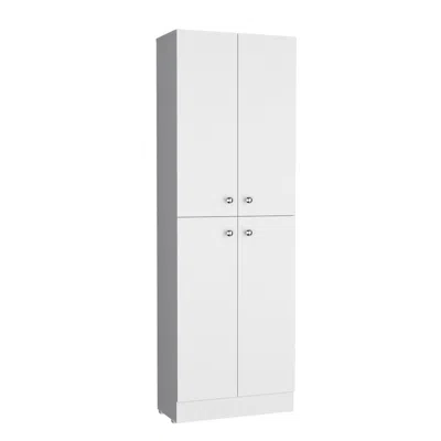 Depot E-shop Kitchen Pantry 71" H, 4 Doors, 5 Adjustable Shelves, Laundry, White
