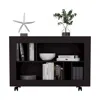 Depot E-shop Lacey Console Table Cart, 5 Shelves, 4 Casters, Black Wengue In Black