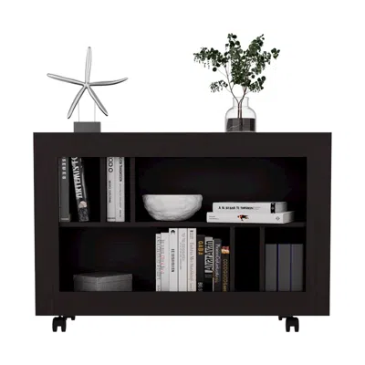 Depot E-shop Lacey Console Table Cart, 5 Shelves, 4 Casters, Black Wengue