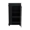 Depot E-shop Lansing Bar Cart With Glass Door, 2-side Shelves And Casters, Black