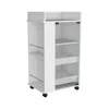Depot E-shop Lansing Bar Cart With Glass Door, 2-side Shelves And Casters, White