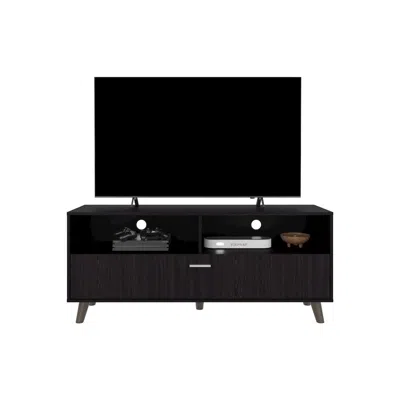 Depot E-shop Leary Tv Stand, 1 Door, 2 Shelves, Black Wengue