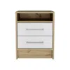 DEPOT E-SHOP DEPOT E-SHOP LEYVA NIGHTSTAND, TWO DRAWERS, COUNTERTOP WHITE/LIGHT OAK, FOR BEDROOM