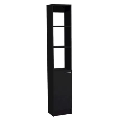 Depot E-shop Linen Cabinet, 1 Door, 6 Shelves, Black
