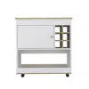 Depot E-shop Lotus Bar Cart-six Bottle Cubbies, One Cabinet, Countertop, Lower Panel, Four Casters-w