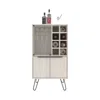 Depot E-shop Lutak Bar Cabinet With 2 Doors, 9 Shelves, And 1 Glass Panel, White Washed Oak In Neutral